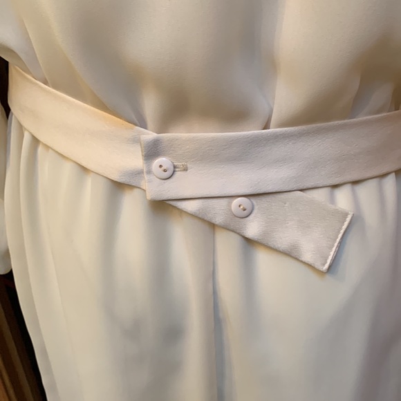 Vintage Ivory cream oversized floral lace collar church dress large - Picture 12 of 17